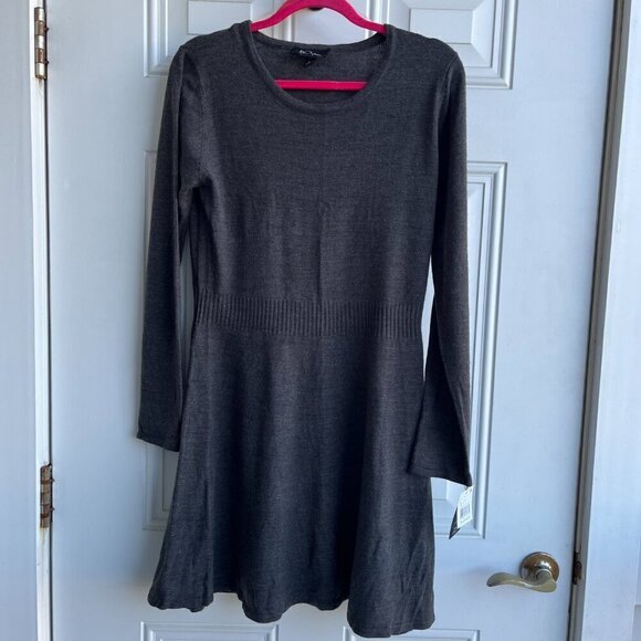 BCX Dress  Fit & Flare Gray Knit Long Sleeve   Junior XL NWT - Picture 5 of 11